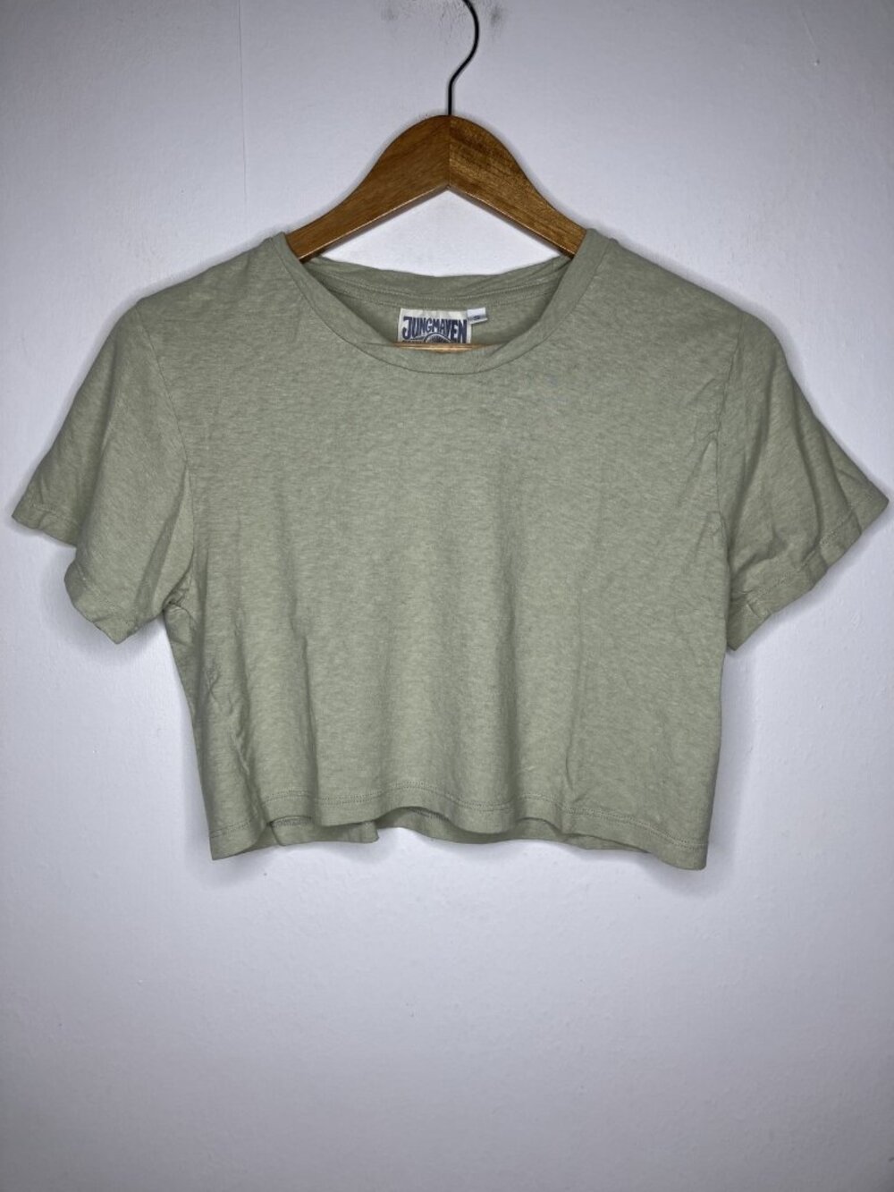 Jungmaven Women's Lorel Crop Small Sage Green Hemp Organic Cotton Top Shirt